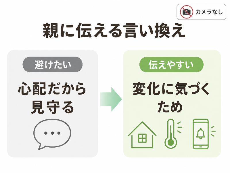 カメラではないことを先に説明するを説明しているイラスト