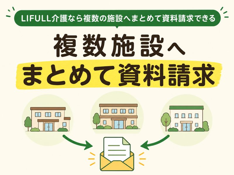 LIFULL介護で複数施設へまとめて資料請求できることを示すサムネイル