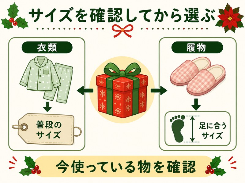 高齢者のクリスマスプレゼントで衣類や履物のサイズを確認