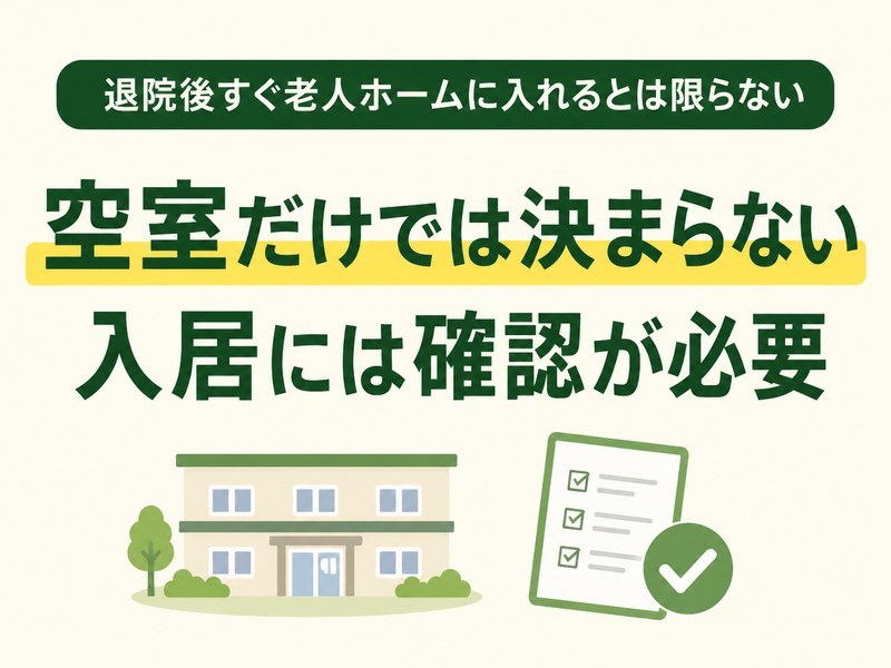 退院後すぐ老人ホームに入れるとは限らないことを示す図