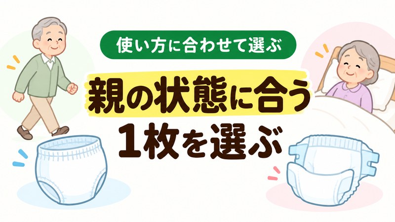 高齢者向けおむつを親の状態に合わせて選ぶイメージ