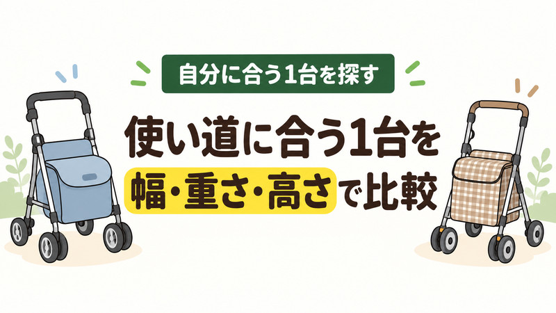 高齢者向けシルバーカーを幅・重さ・高さで比較するサムネイル