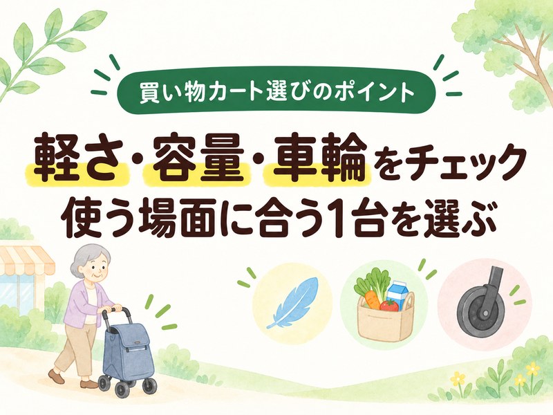 高齢者向け買い物カートの選び方を示すイラスト