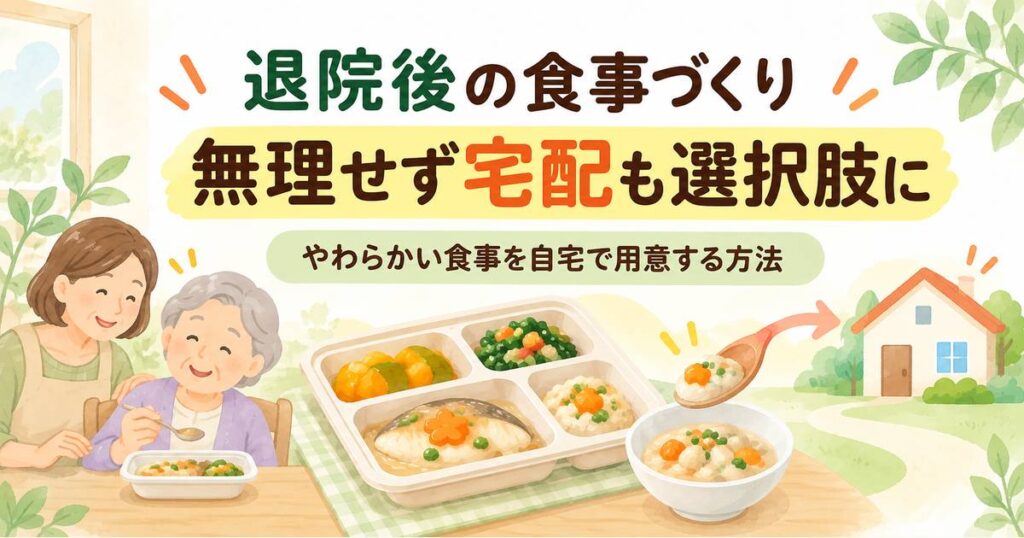 退院後のやわらかい食事を宅配で用意する方法を示すアイキャッチ