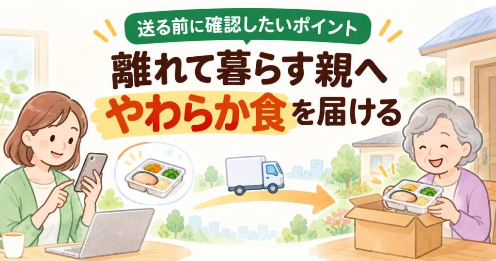 離れて暮らす親へやわらか食を宅配するイメージ